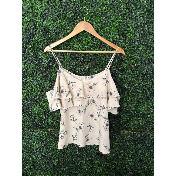 Lydelle, Cream Floral, spaghetti strap, Women’s size L, - Picture 1 of 7